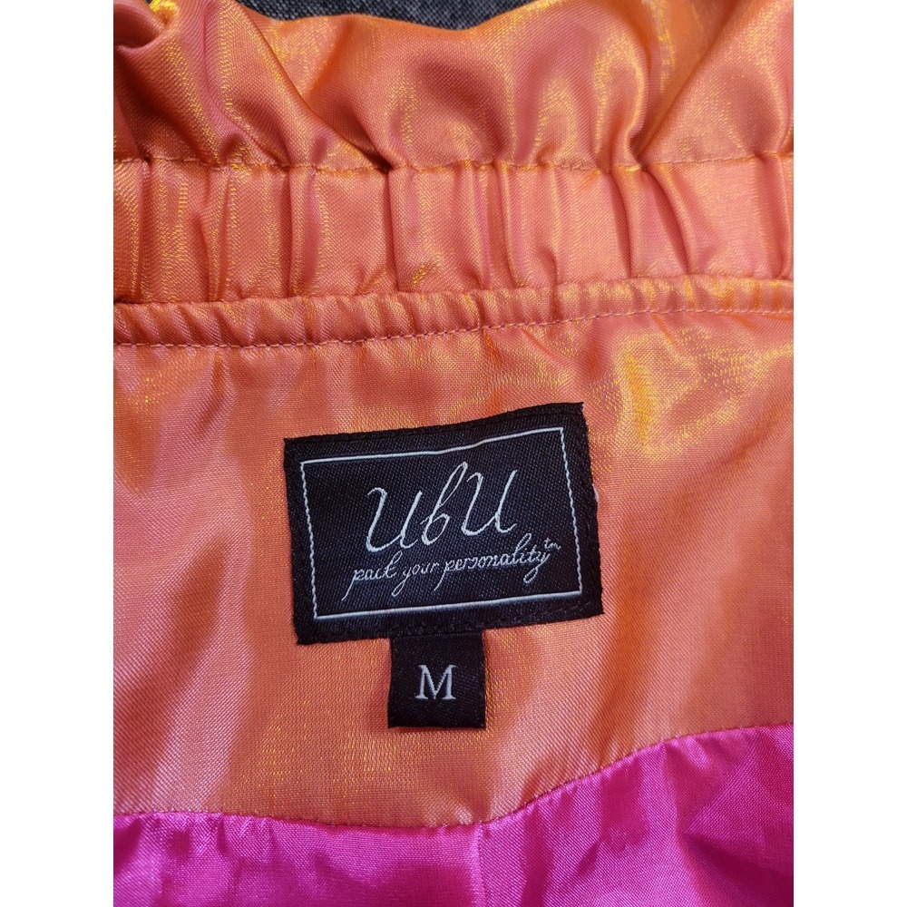 UBU 90's Y2K Metallic Orange Yellow Shift Shiny Mid Length Light Trench Coat M - Picture 7 of 15